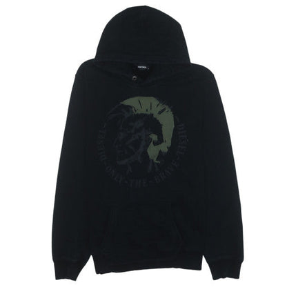Diesel Mens Black XL Pullover Hoodie Graphic Print Cotton Sweatshirt