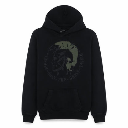 Diesel Mens Black XL Pullover Hoodie Graphic Print Cotton Sweatshirt