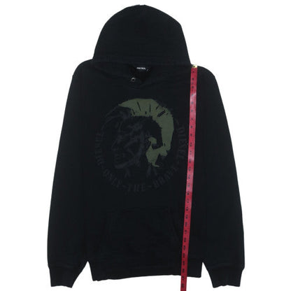 Diesel Mens Black XL Pullover Hoodie Graphic Print Cotton Sweatshirt