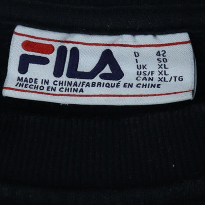 Fila Womens Black XL Pullover Sweatshirt Logo Crew Neck Cotton Blend