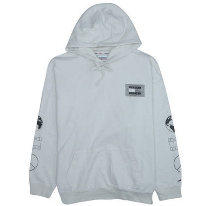 Tommy Jeans Men's White XL Pullover Hoodie with Graphic Print