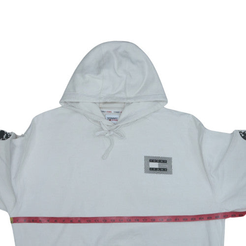 Tommy Jeans Men's White XL Pullover Hoodie with Graphic Print