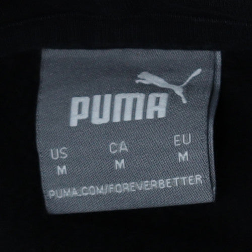 Puma Men's Black Medium Pullover Hoodie Sportswear Graphic Print
