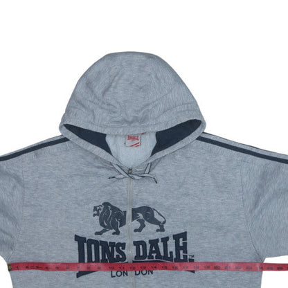 Lonsdale Men’s Grey XL Full Zip Hoodie with Logo Print