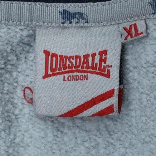 Lonsdale Men’s Grey XL Full Zip Hoodie with Logo Print