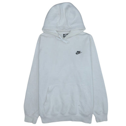 Nike Men's White Pullover Hoodie L Logo Fleece Sweatshirt