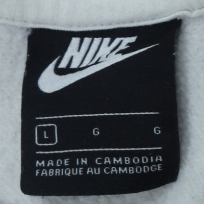Nike Men's White Pullover Hoodie L Logo Fleece Sweatshirt