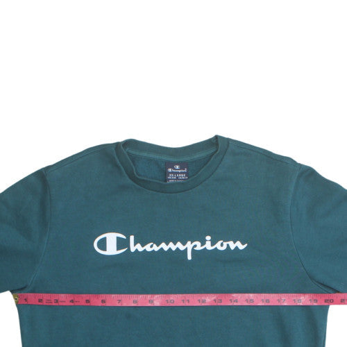 Champion Boys Green 2XL Crew Neck Pullover Sweatshirt Logo Print