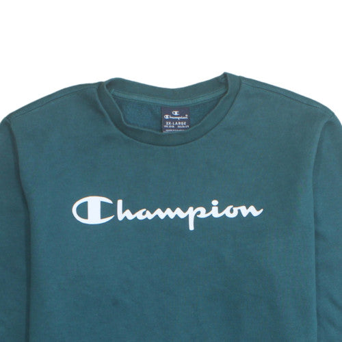 Champion Boys Green 2XL Crew Neck Pullover Sweatshirt Logo Print