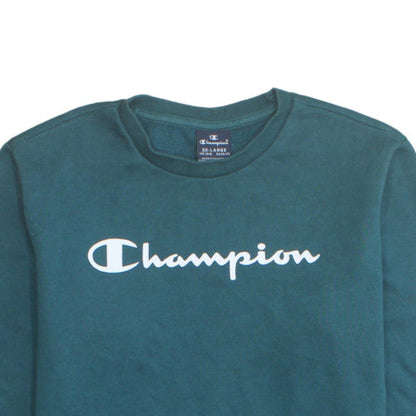Champion Boys Green 2XL Crew Neck Pullover Sweatshirt Logo Print
