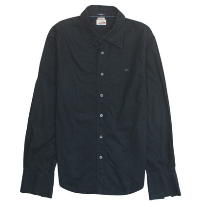 Hilfiger Denim Men's Black Slim Fit Long Sleeve Cotton Shirt M