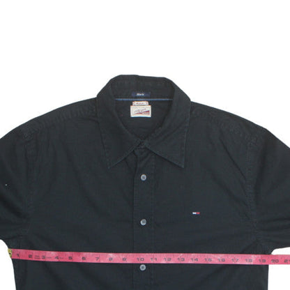 Hilfiger Denim Men's Black Slim Fit Long Sleeve Cotton Shirt M