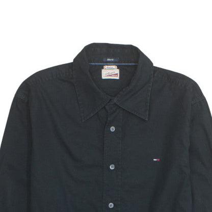 Hilfiger Denim Men's Black Slim Fit Long Sleeve Cotton Shirt M