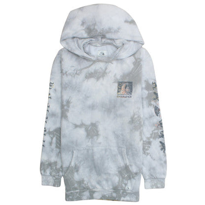 Quiksilver Men's Grey Tie Dye Pullover Hoodie XL Surf Graphic