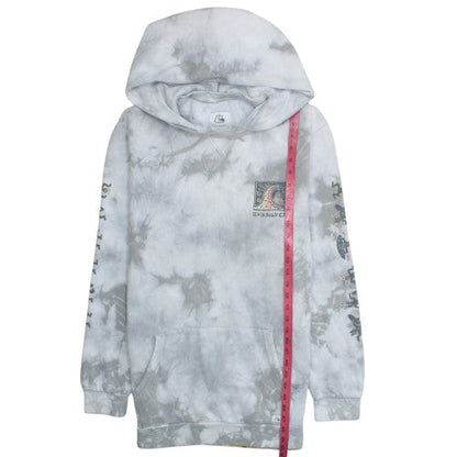 Quiksilver Men's Grey Tie Dye Pullover Hoodie XL Surf Graphic