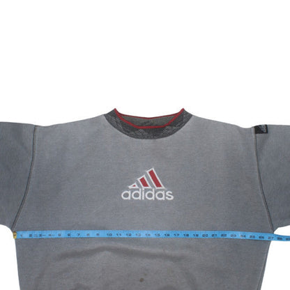 Adidas Women Grey Large Pullover Sweatshirt with Logo and Crew Neck