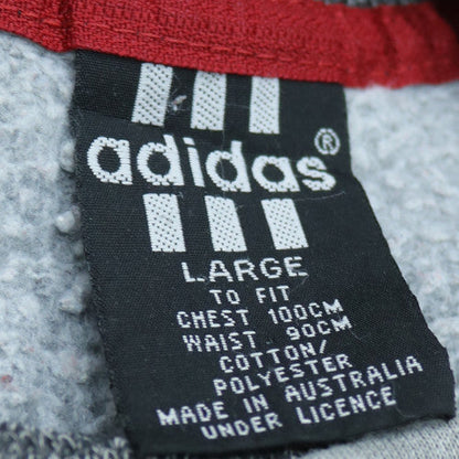 Adidas Women Grey Large Pullover Sweatshirt with Logo and Crew Neck