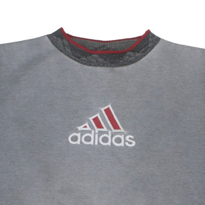 Adidas Women Grey Large Pullover Sweatshirt with Logo and Crew Neck