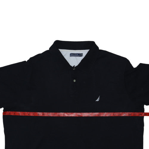 Nautica Men Black 2XLT Classic Cotton Short Sleeve Polo Shirt