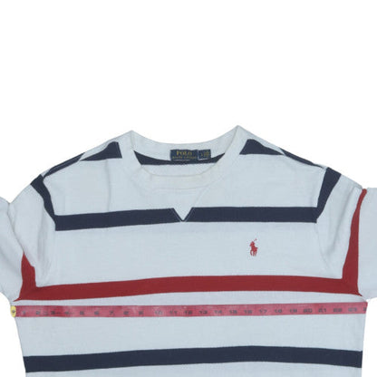 Polo Ralph Lauren Men's White Striped Long Sleeve Crew Sweatshirt L