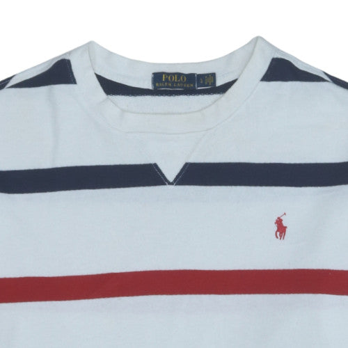 Polo Ralph Lauren Men's White Striped Long Sleeve Crew Sweatshirt L
