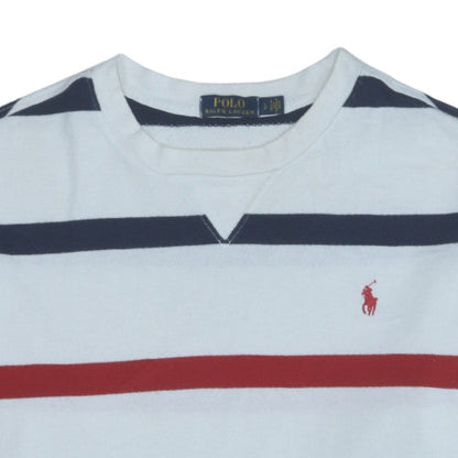 Polo Ralph Lauren Men's White Striped Long Sleeve Crew Sweatshirt L
