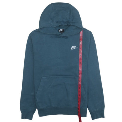 Nike Men Blue Pullover Fleece Hoodie S Regular Fit Logo Drawstring