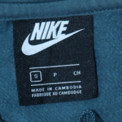 Nike Men Blue Pullover Fleece Hoodie S Regular Fit Logo Drawstring