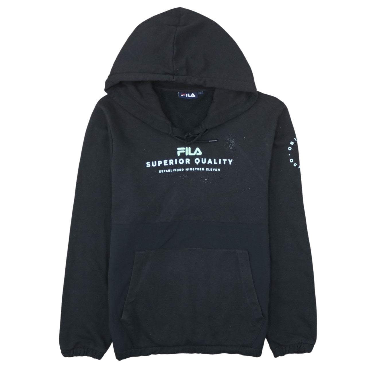Fila Womens Black Pullover Hoodie L Cotton Blend Sweatshirt