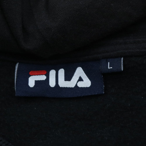 Fila Womens Black Pullover Hoodie L Cotton Blend Sweatshirt