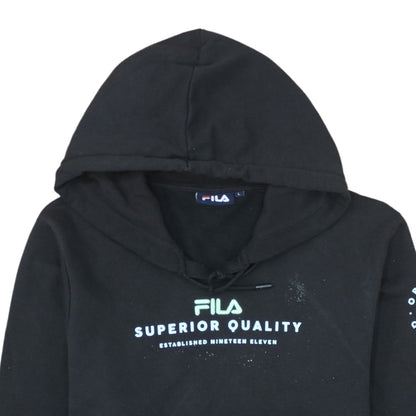 Fila Womens Black Pullover Hoodie L Cotton Blend Sweatshirt