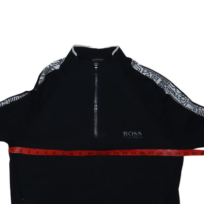 Hugo Boss Men's Black Wool 1/2 Zip Logo Sweatshirt Size L