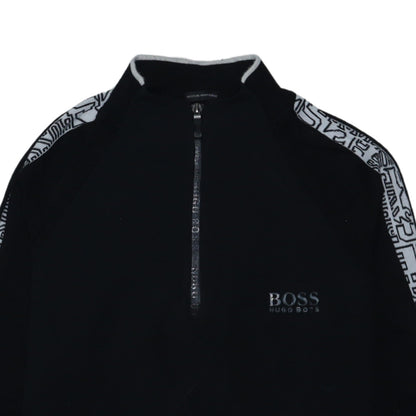 Hugo Boss Men's Black Wool 1/2 Zip Logo Sweatshirt Size L