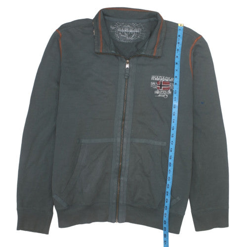 Napapijri Men's Green 3XL Full Zip Embroidered Sweatshirt