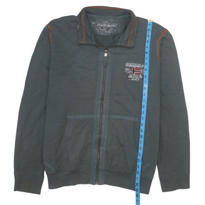 Napapijri Men's Green 3XL Full Zip Embroidered Sweatshirt