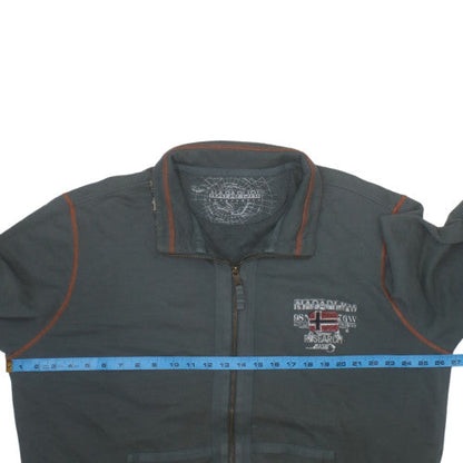Napapijri Men's Green 3XL Full Zip Embroidered Sweatshirt
