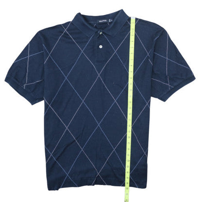 Nautica Men's Blue Argyle Cotton Polo Shirt Size XL