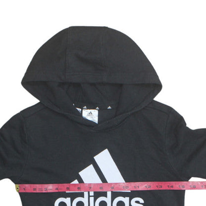 Adidas Boys Black Pullover Hoodie 9-10 Years Cotton Blend Sweatshirt