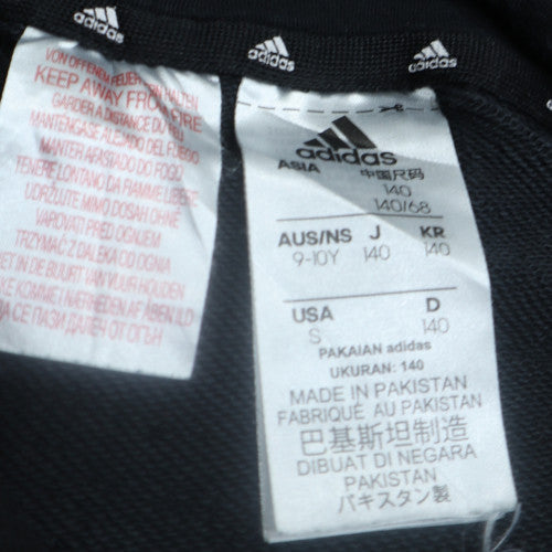 Adidas Boys Black Pullover Hoodie 9-10 Years Cotton Blend Sweatshirt