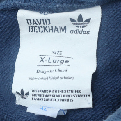 adidas Mens Blue Pullover Hoodie XL Fleece Cotton David Beckham Edition