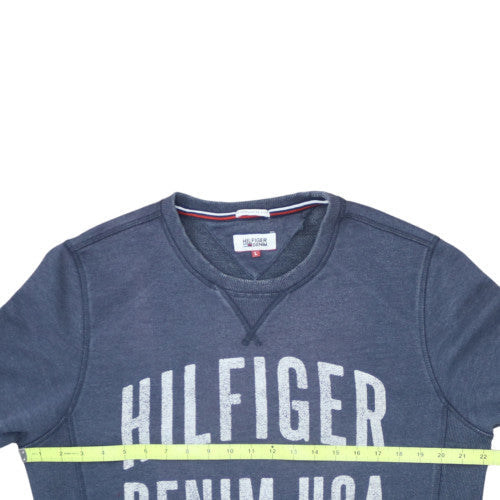 Hilfiger Denim Men's Blue L Pullover Sweatshirt USA Logo Crew Neck