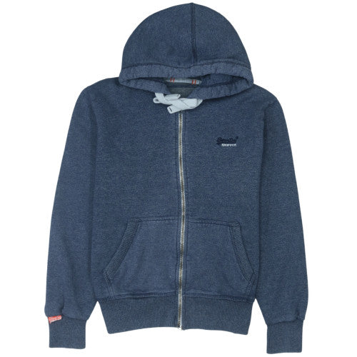 Superdry Men's Blue Full Zip Hoodie XL Classic Knit Sweatshirt