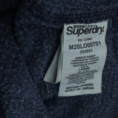 Superdry Men's Blue Full Zip Hoodie XL Classic Knit Sweatshirt