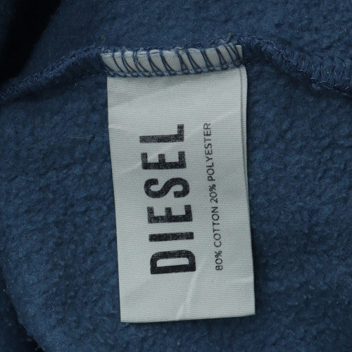 Diesel Mens Blue Pullover Hoodie M Cotton Blend Fleece