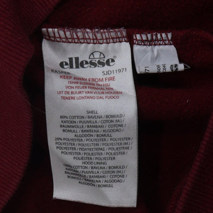 Ellesse Mens Red Pullover Hoodie M Fleece Logo Sportswear