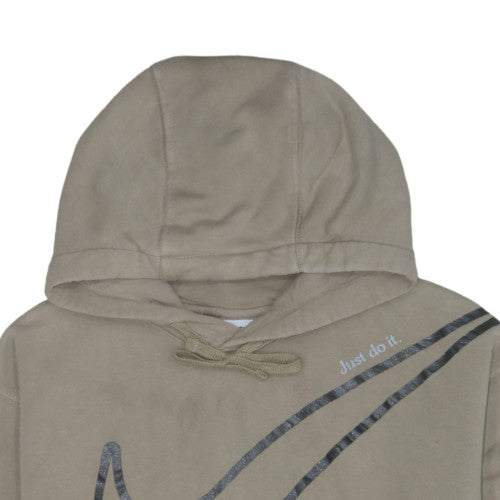 Nike Women Beige Large Pullover Hoodie with Logo Design