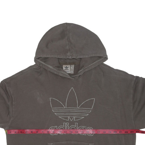 Adidas Women Grey Trefoil Logo Pullover Hoodie Size M