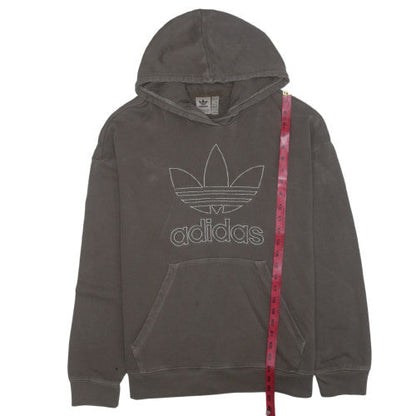 Adidas Women Grey Trefoil Logo Pullover Hoodie Size M