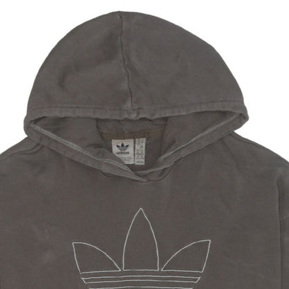 Adidas Women Grey Trefoil Logo Pullover Hoodie Size M