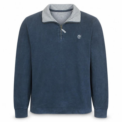 Timberland Men's Blue 1/4 Zip Collared Regular Fit Sweatshirt M